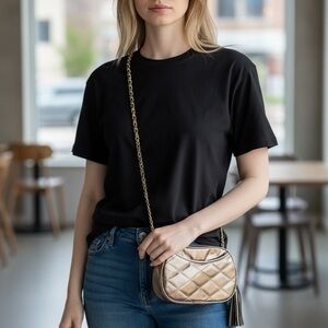 Elegant Gold Quilted Baby Bag